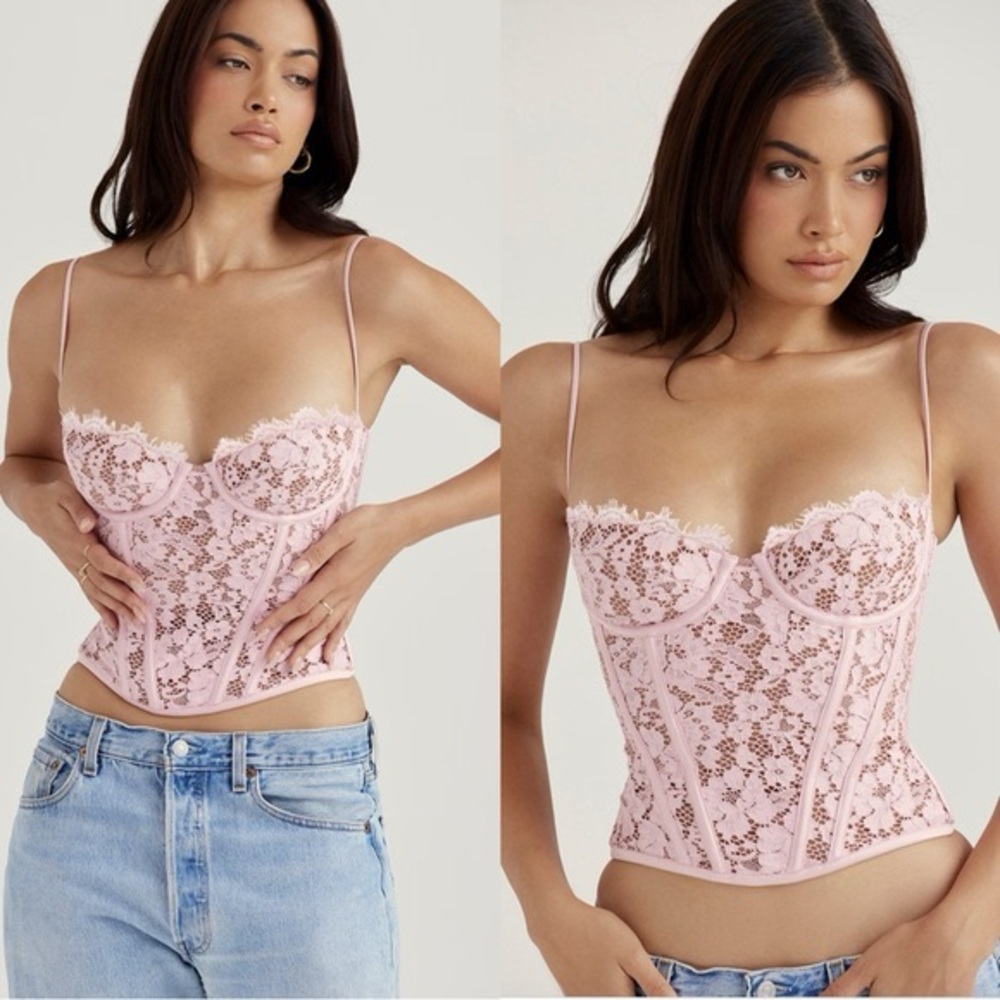 House of CB Pink Lace Corset Top - Size M
